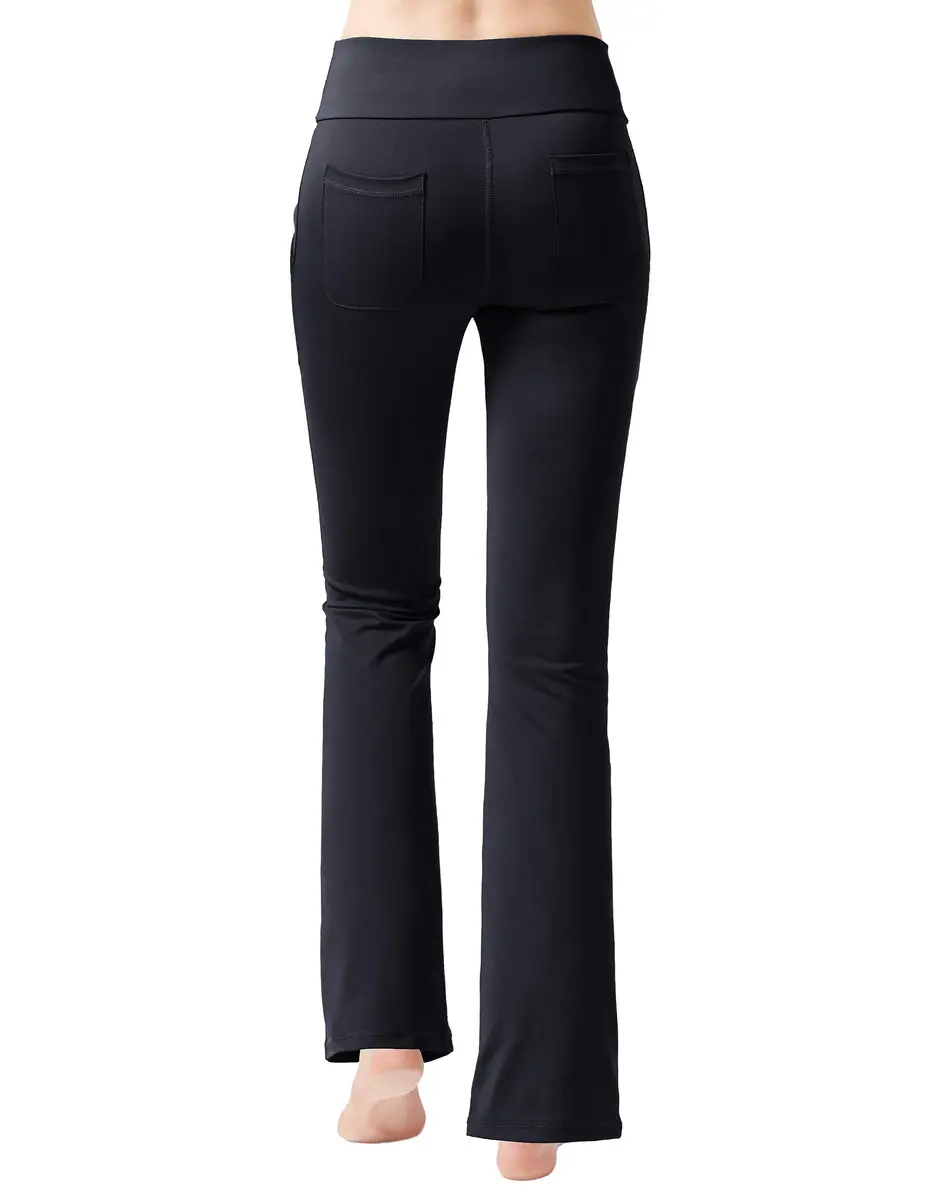 nuveti Women's High Waisted Boot Cut Yoga Pants 4 Pockets | Tummy Control, 3X-Large, Black - view 6
