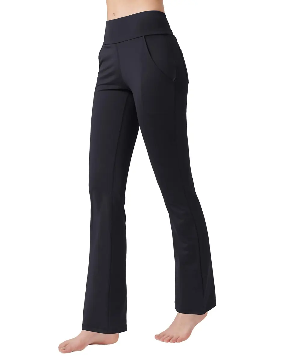 nuveti Women's High Waisted Boot Cut Yoga Pants 4 Pockets | Tummy Control, 3X-Large, Black - view 3