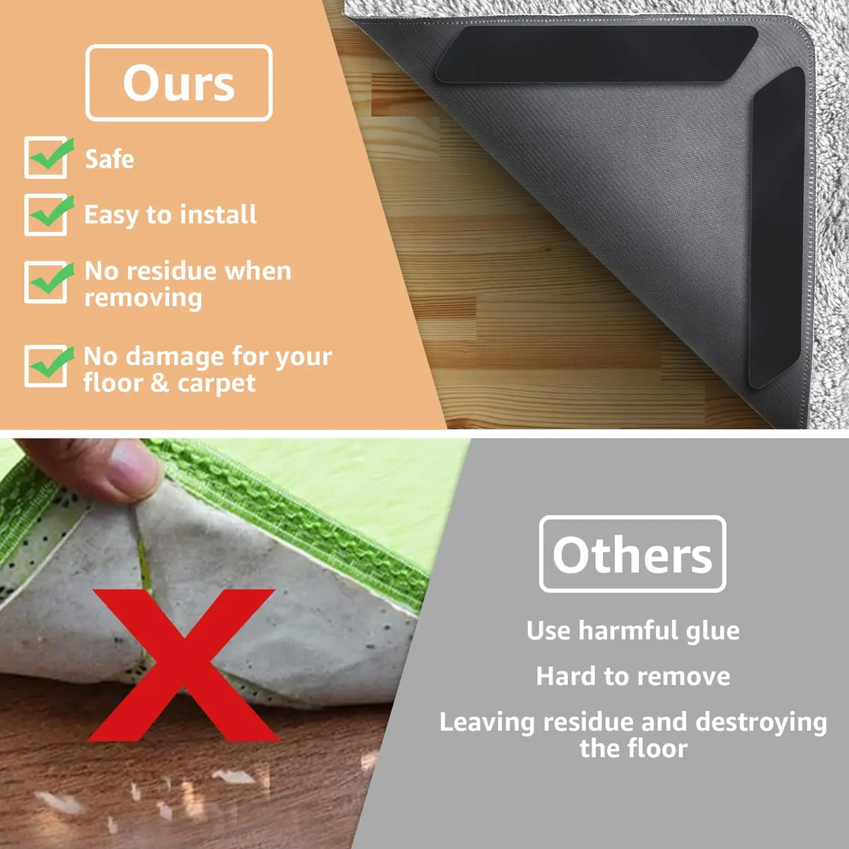 ZONGOOL 12PCS Rug Tape Grippers | Non-Slip & Anti-Curl for All Floors - view 3