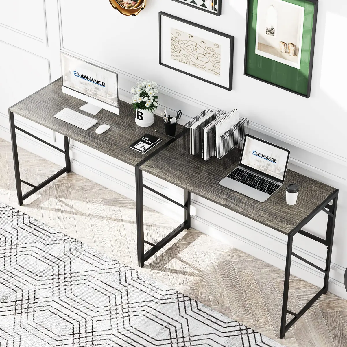 Elephance Folding Desk for Home Office | No Assembly Needed, 39.4 Inch, Black Oak - view 6