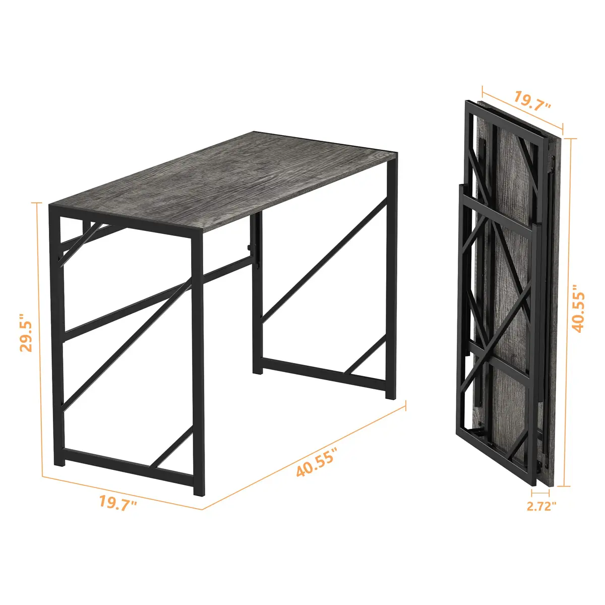 Elephance Folding Desk for Home Office | No Assembly Needed, 39.4 Inch, Black Oak - view 7