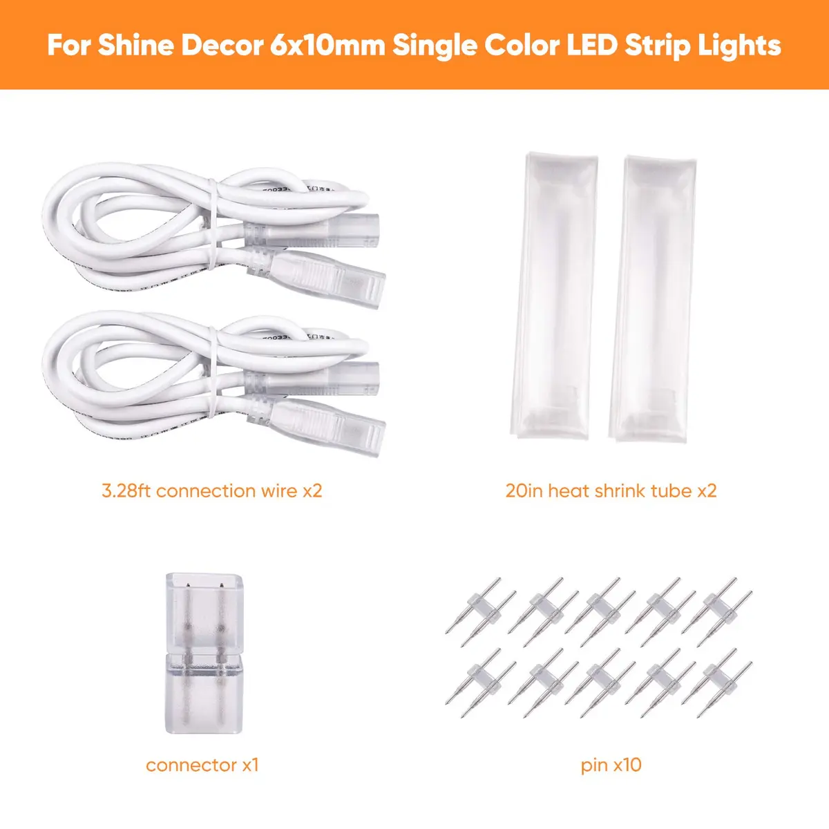 Shine Decor LED Strip Lights Connector Kit for 6x10mm Single Color Strips | ETL Certified - view 2