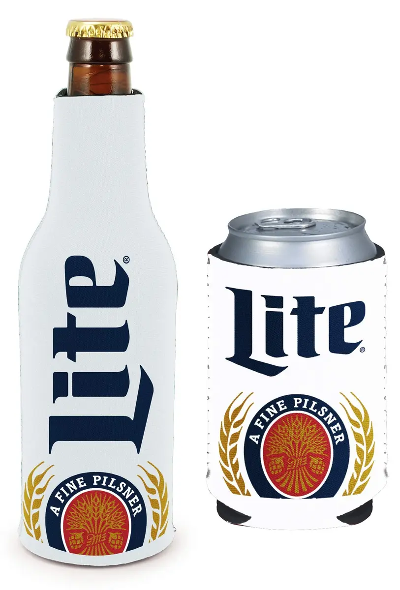 Kolder Licensed Beer Coolie Insulator Sleeve Holder Huggie Can & Bottle Set (Miller Lite Pilsner) | Officially Licensed Merchandise - main product image