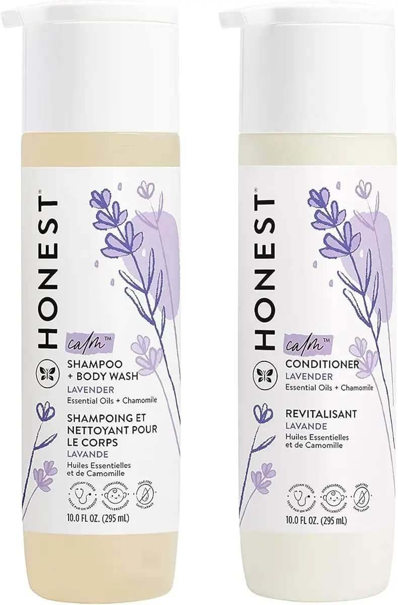 The Honest Company Calming Lavender Shampoo, Body Wash & Conditioner Duo 590ml (20 fl oz) | Gentle, Tear-Free, Family-Safe - main product image