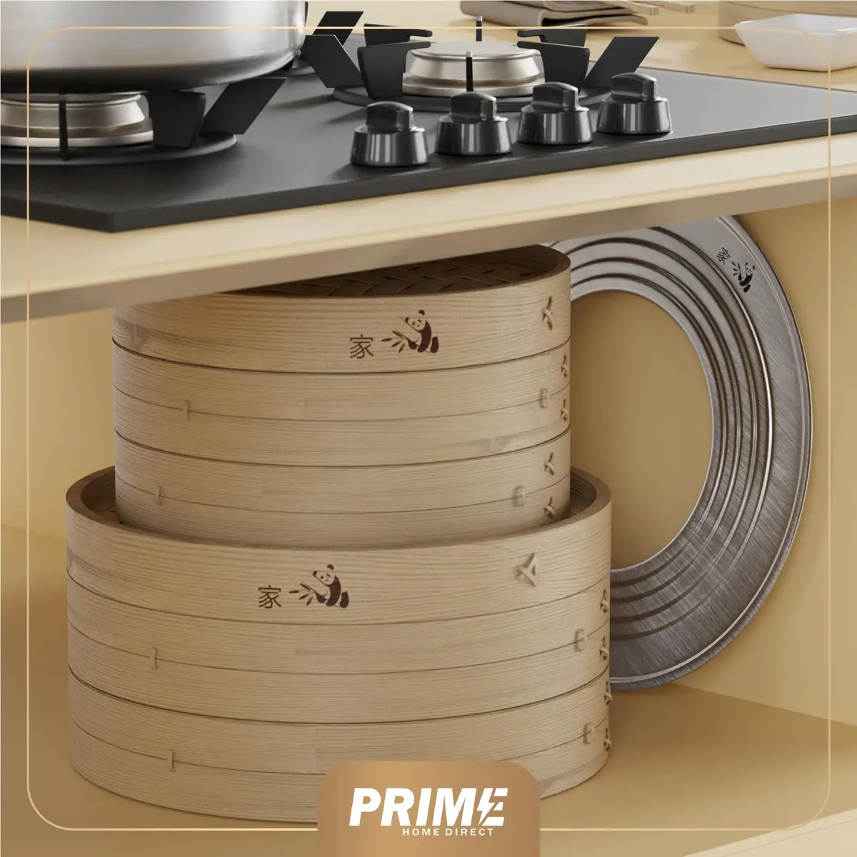 Prime Home Direct Bamboo Steamer Basket 30 cm (12 Inch) 2-Tier with Lid, 50 Liners, Chopsticks & Sauce Dish | Authentic Asian Steaming for Home Cooks - view 8