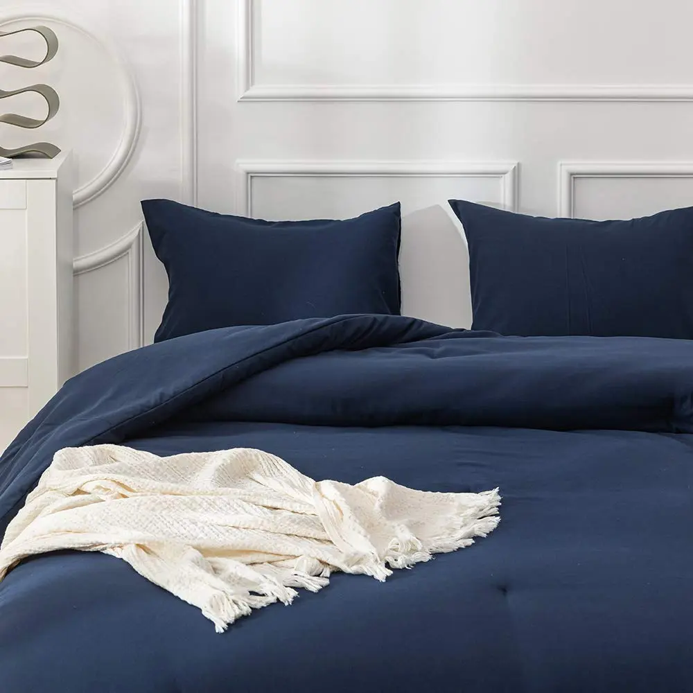 Luxlovery King Size Navy Blue Comforter Set Microfiber Lightweight Breathable (90x104 inches) - view 7