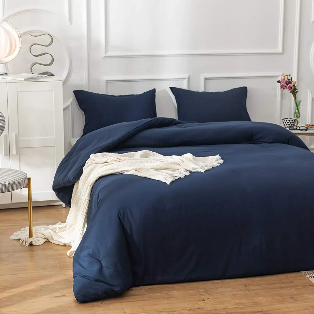 Luxlovery King Size Navy Blue Comforter Set Microfiber Lightweight Breathable (90x104 inches) - view 2
