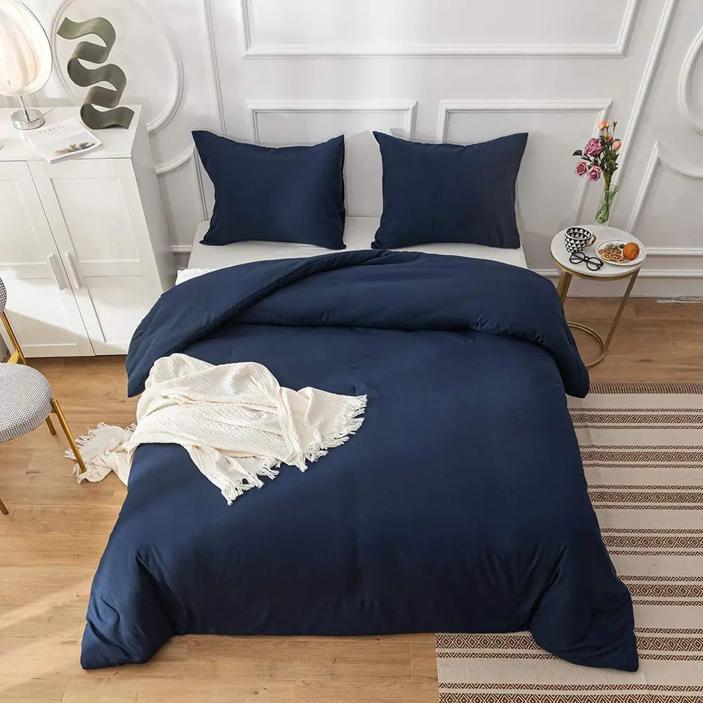 Luxlovery King Size Navy Blue Comforter Set Microfiber Lightweight Breathable (90x104 inches) - view 4