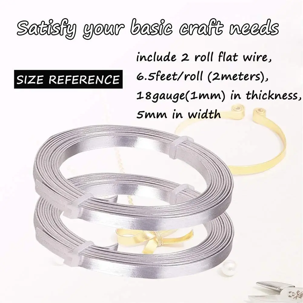 HANSPORTA Flat Aluminum Wire 5mm | Bendable Jewelry & Craft Wire, 6.5Feet/Roll, Silver (70-120c) - view 6