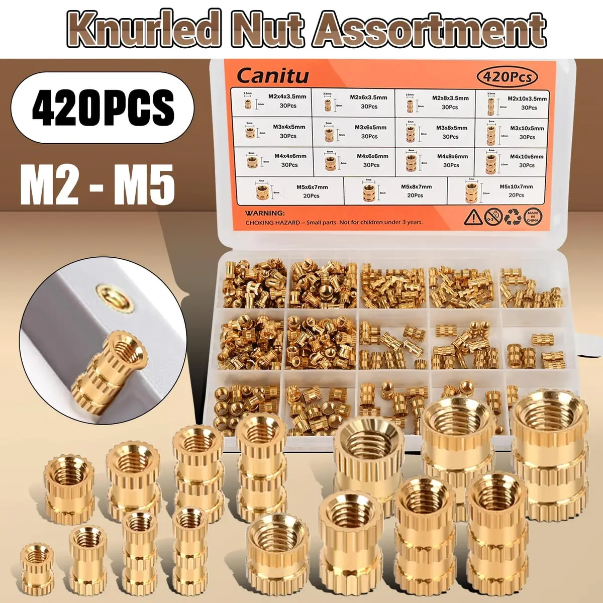 Canitu 420Pcs Threaded Inserts M2 M3 M4 M5 Brass Heat Set for Plastic & 3D Printing | Long-Term Rust-Proof Fasteners - view 9