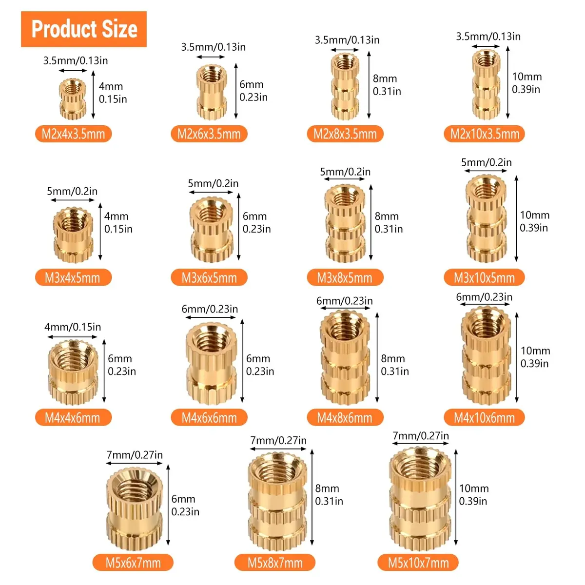 Canitu 420Pcs Threaded Inserts M2 M3 M4 M5 Brass Heat Set for Plastic & 3D Printing | Long-Term Rust-Proof Fasteners - view 2