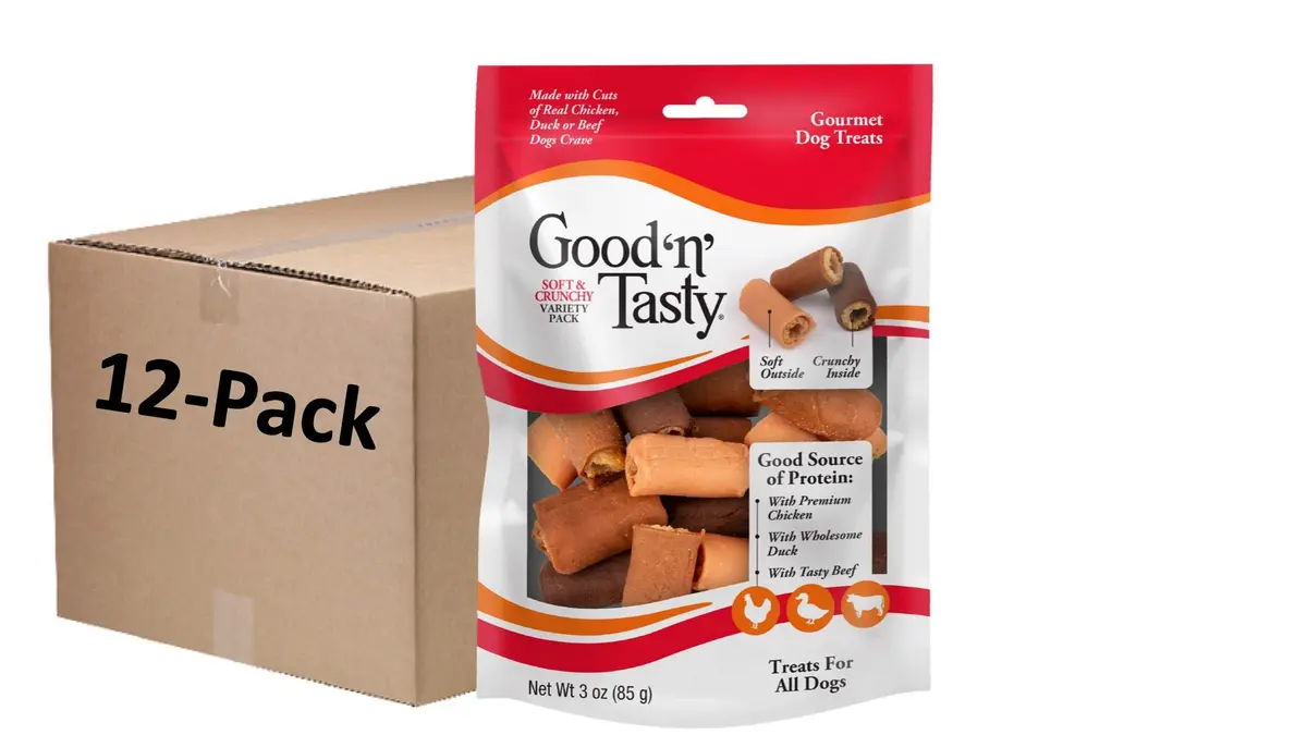 Good ‘N’ Tasty Soft & Crunchy Dog Treats 3 oz (12 Pack) | High Protein Chews for Dogs - main product image