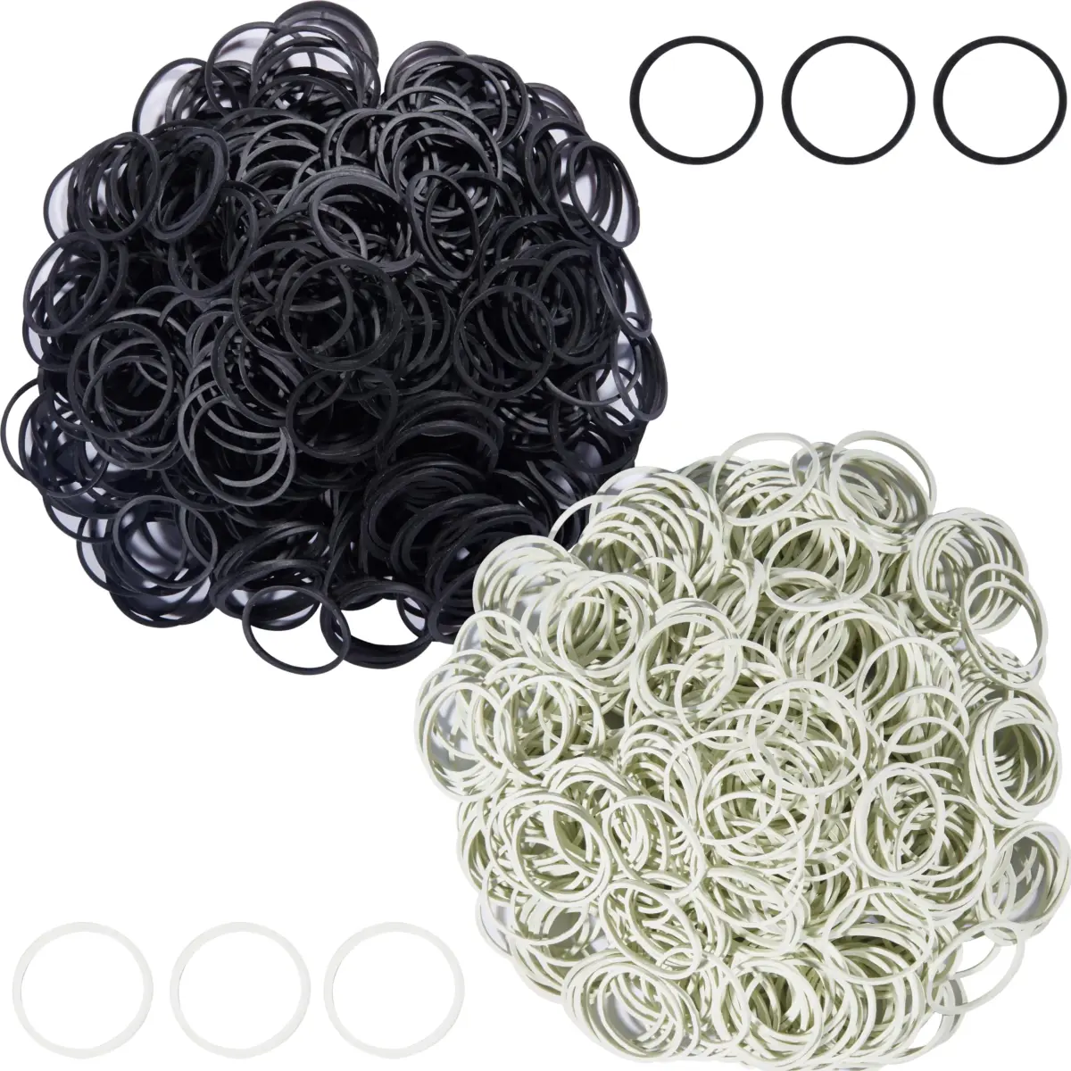AMUU Small Elastic Bands Black & Grey-White 1200pcs | Durable & Flexible Rubber - main product image