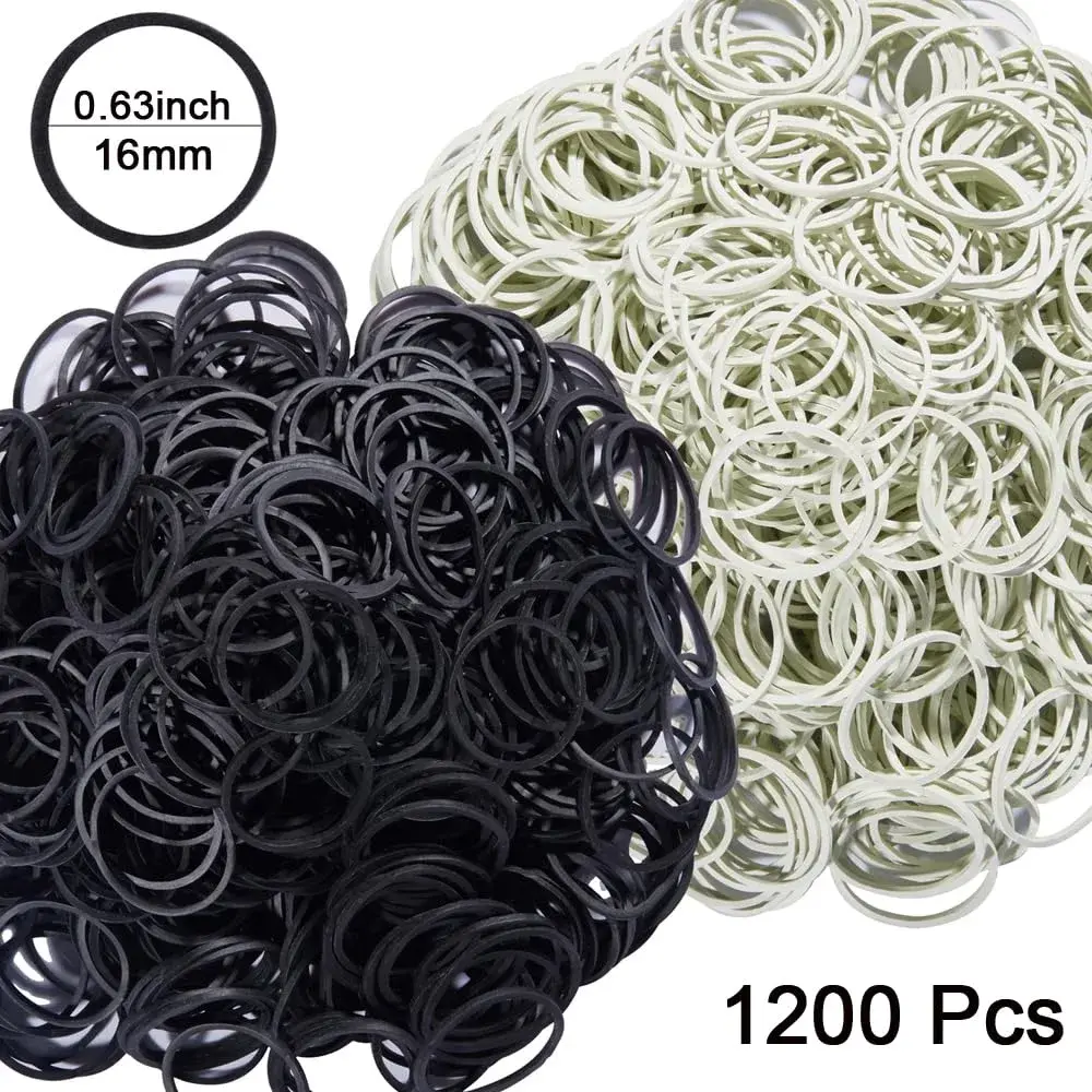 AMUU Small Elastic Bands Black & Grey-White 1200pcs | Durable & Flexible Rubber - view 2
