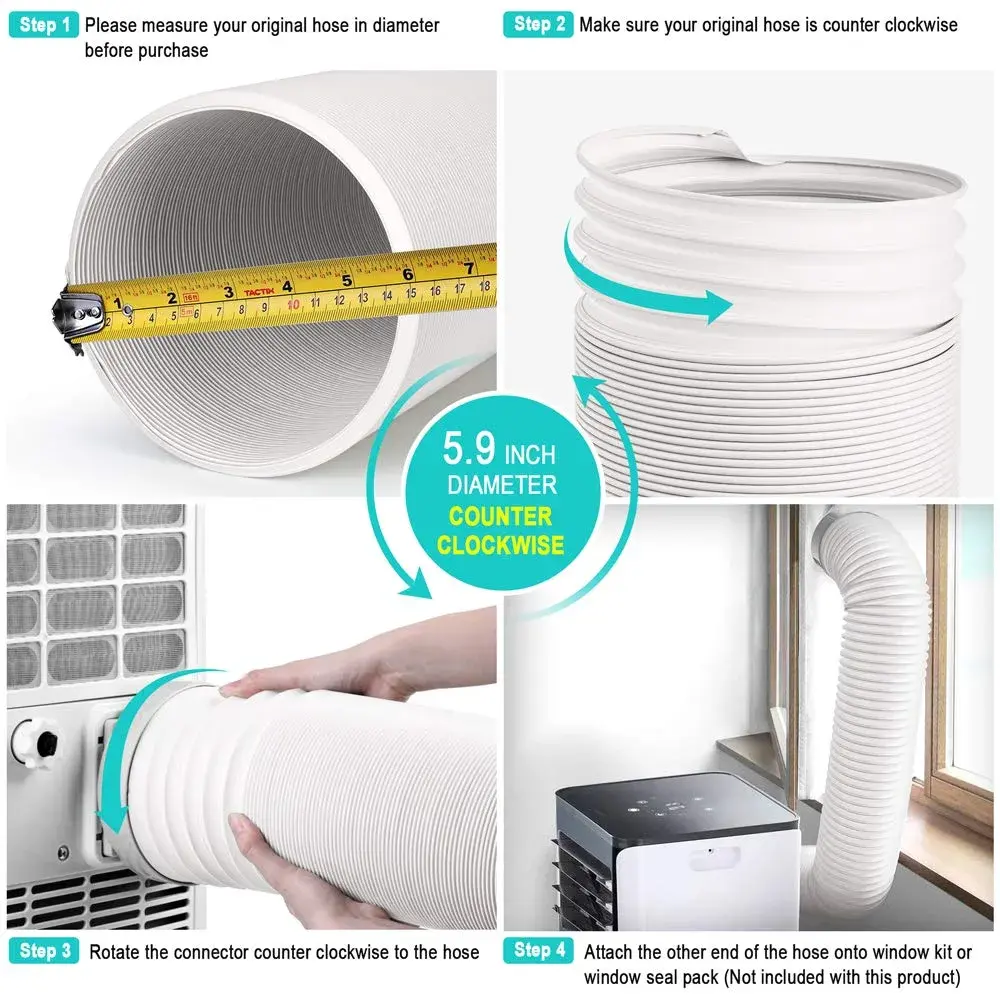 Jin&Bao 5.9" (15cm) AC Exhaust Hose 78.7" (2m) CCW Thread | Universal Replacement for Portable Air Conditioners - view 4