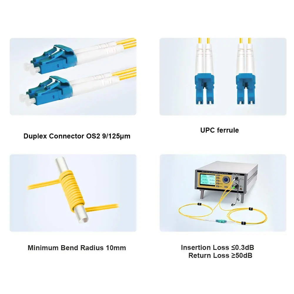 FLYPROFiber LC to LC Single Mode Fiber Patch Cable 8m (26ft) OS2 | High-Speed, Bend-Insensitive Optical Cable - view 4