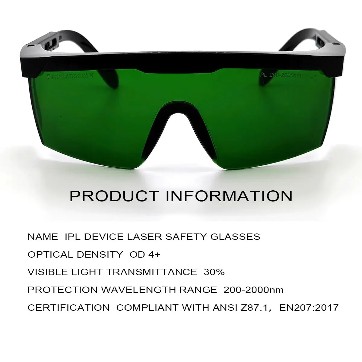FreeMascot Green Laser Safety Glasses 200nm-2000nm | ANSI Z87.1 Approved for IPL & Laser Hair Removal - view 5