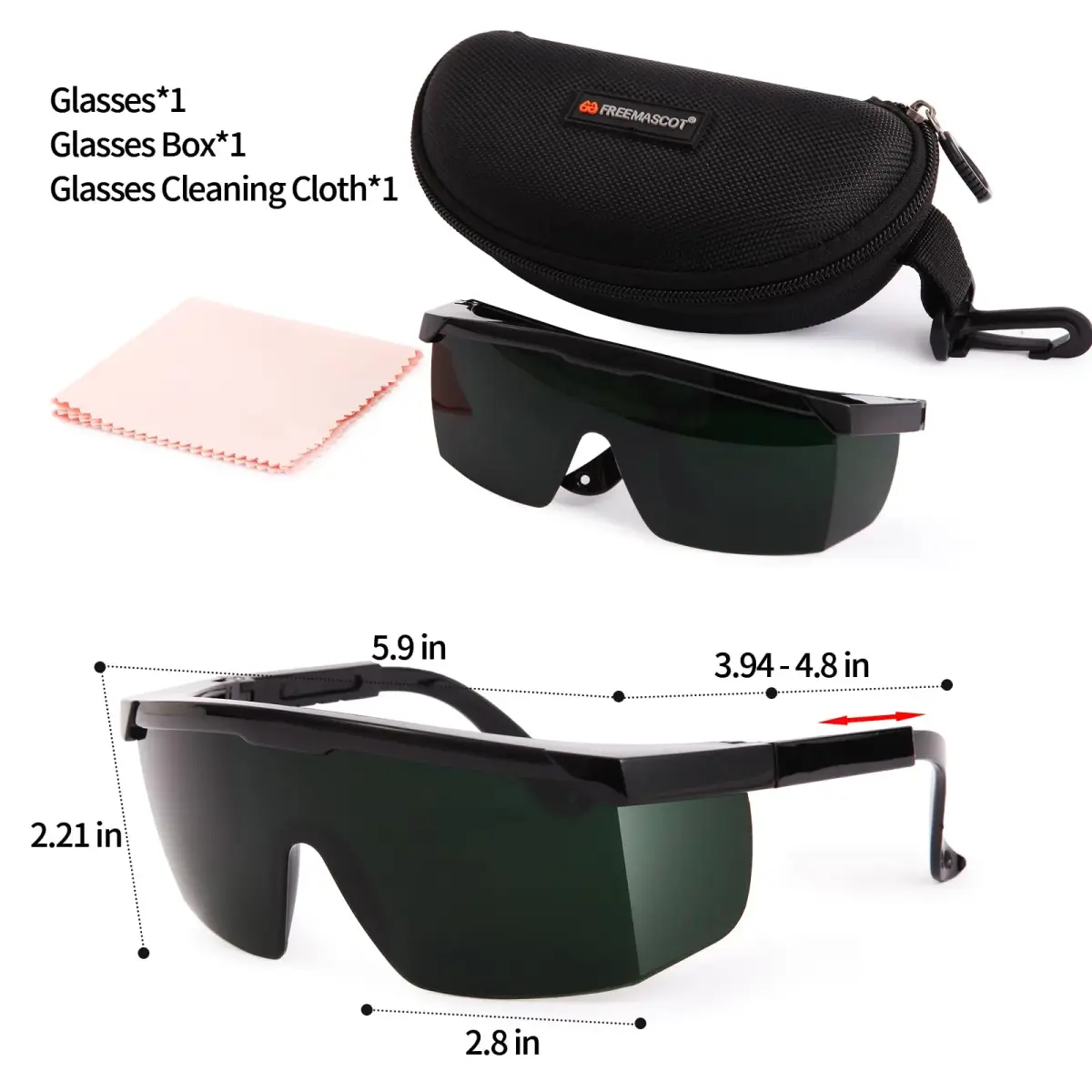 FreeMascot Green Laser Safety Glasses 200nm-2000nm | ANSI Z87.1 Approved for IPL & Laser Hair Removal - view 4