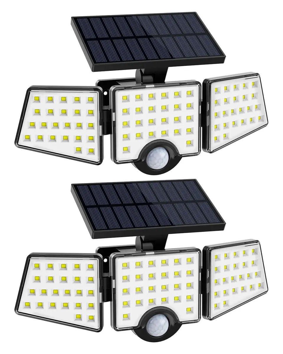 Lepro Solar Lights for Outside 2 Pack | 3 Adjustable Heads 270° Wide Angle Waterproof - main product image