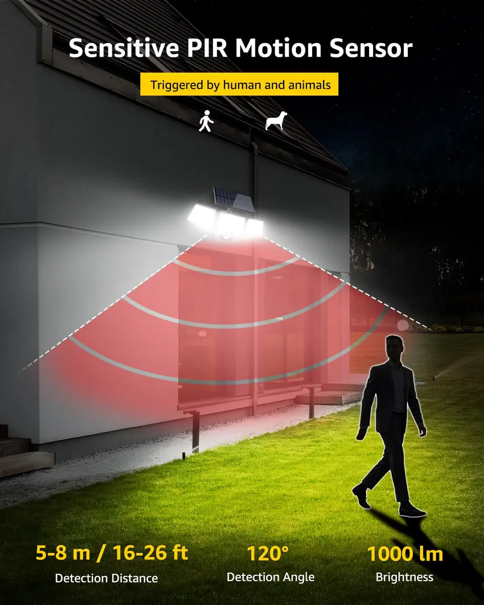 Lepro Solar Lights for Outside 2 Pack | 3 Adjustable Heads 270° Wide Angle Waterproof - view 3