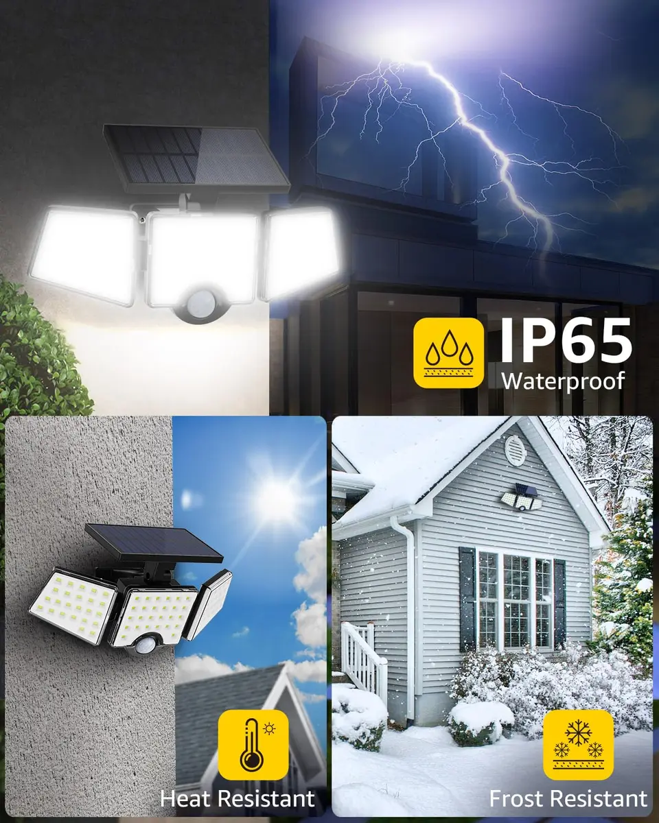 Lepro Solar Lights for Outside 2 Pack | 3 Adjustable Heads 270° Wide Angle Waterproof - view 4