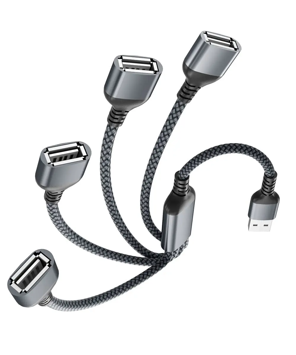 Elebase 4-Port USB-A Splitter Y Cable 0.3m (1ft) | Connect 4 Peripherals Instantly - main product image