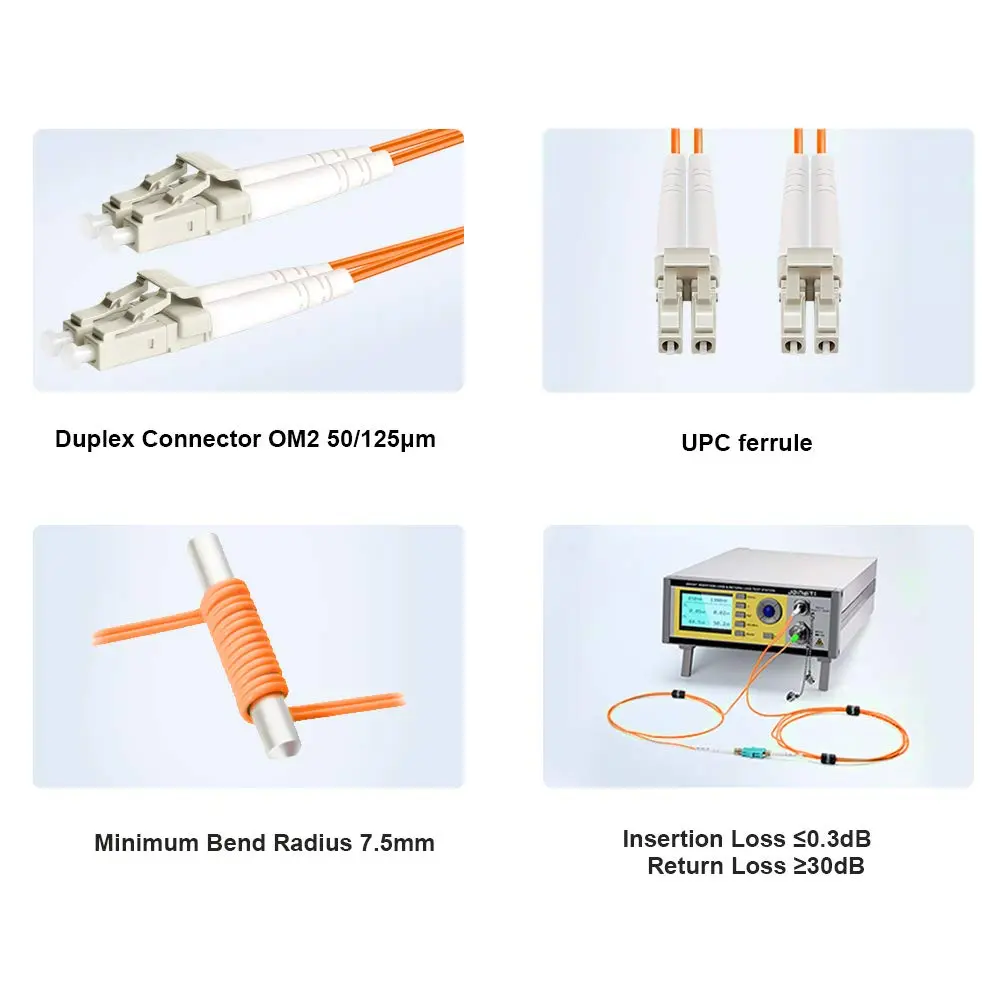 FLYPROFiber OM2 LC to LC Fiber Patch Cable 2M (7ft) | Multimode 1Gb, Orange, LSZH, High Quality - view 4