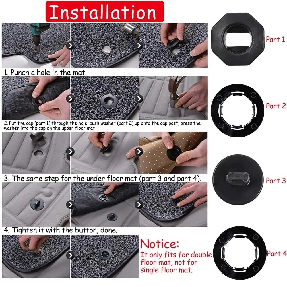 OTUAYAUTO Double Layer Mat Clips 8PCS Universal Fit | Securely Fastens Upper and Lower Floor Mats - view 2