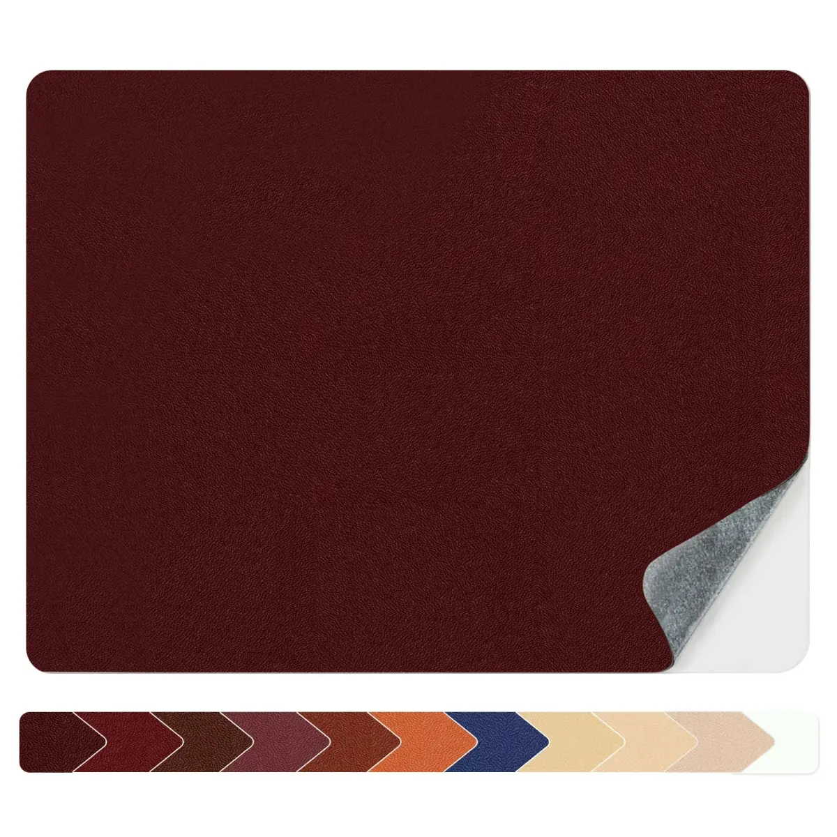 Numola Dark Wine Red Leather Repair Patch, 3x4 Inch Self-Adhesive Waterproof Fabric Tape - main product image