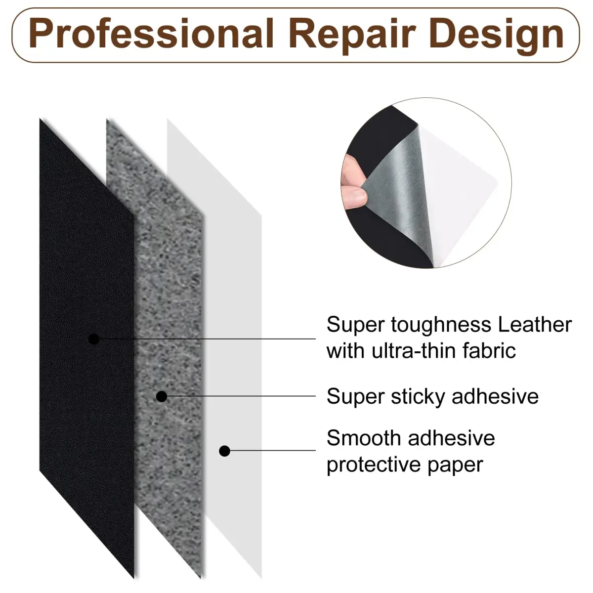 Numola Dark Wine Red Leather Repair Patch, 3x4 Inch Self-Adhesive Waterproof Fabric Tape - view 3