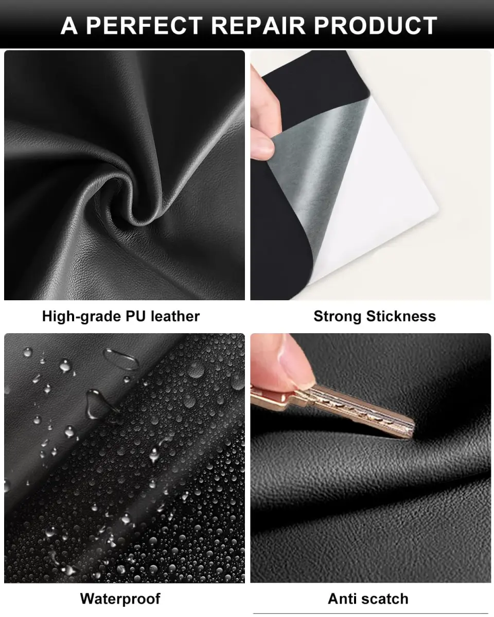 Numola Dark Wine Red Leather Repair Patch, 3x4 Inch Self-Adhesive Waterproof Fabric Tape - view 4