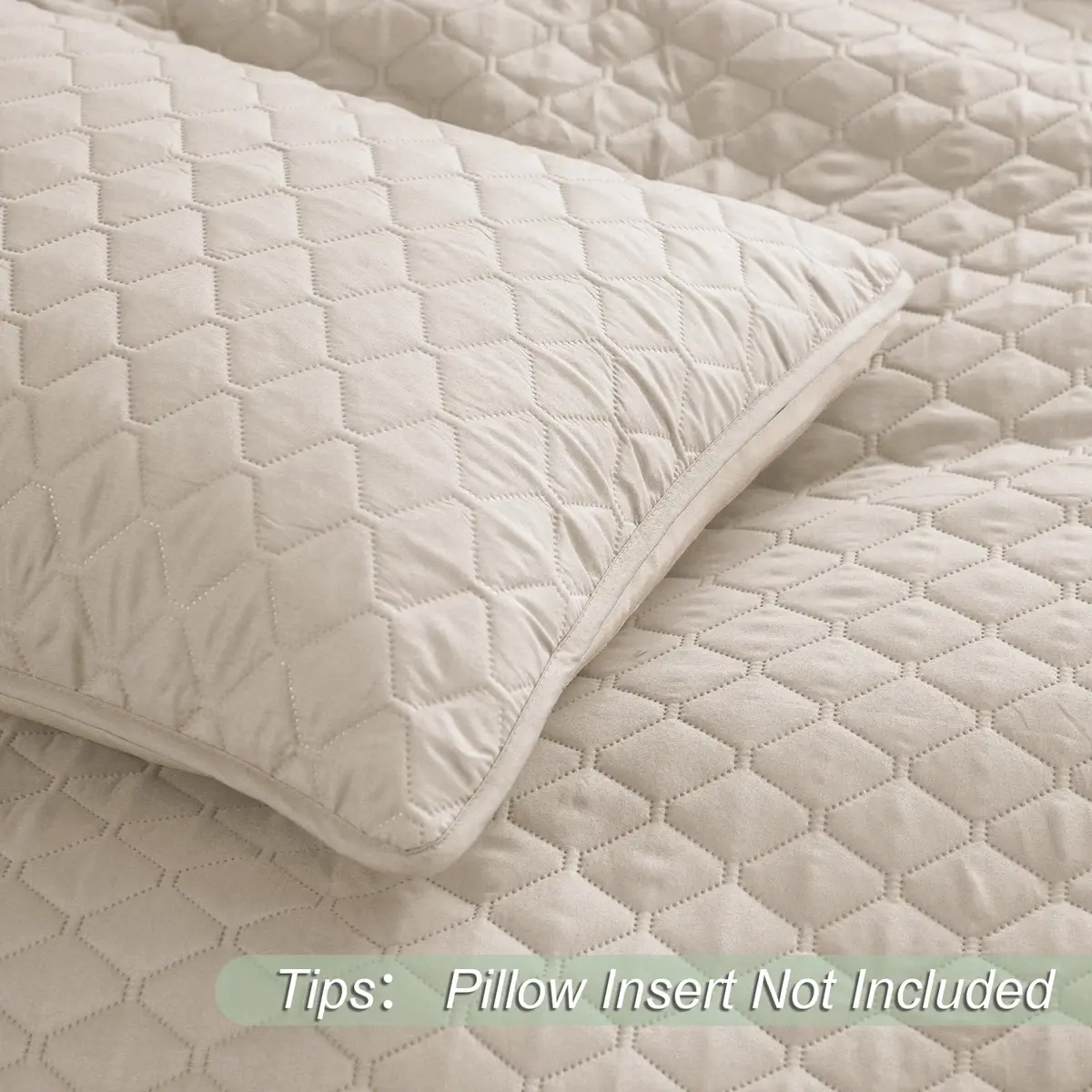 Exclusivo Mezcla Reversible Full Queen Quilt Bedding Set Beige Cream | Lightweight Breathable All-Season Bed Coverlet - view 5