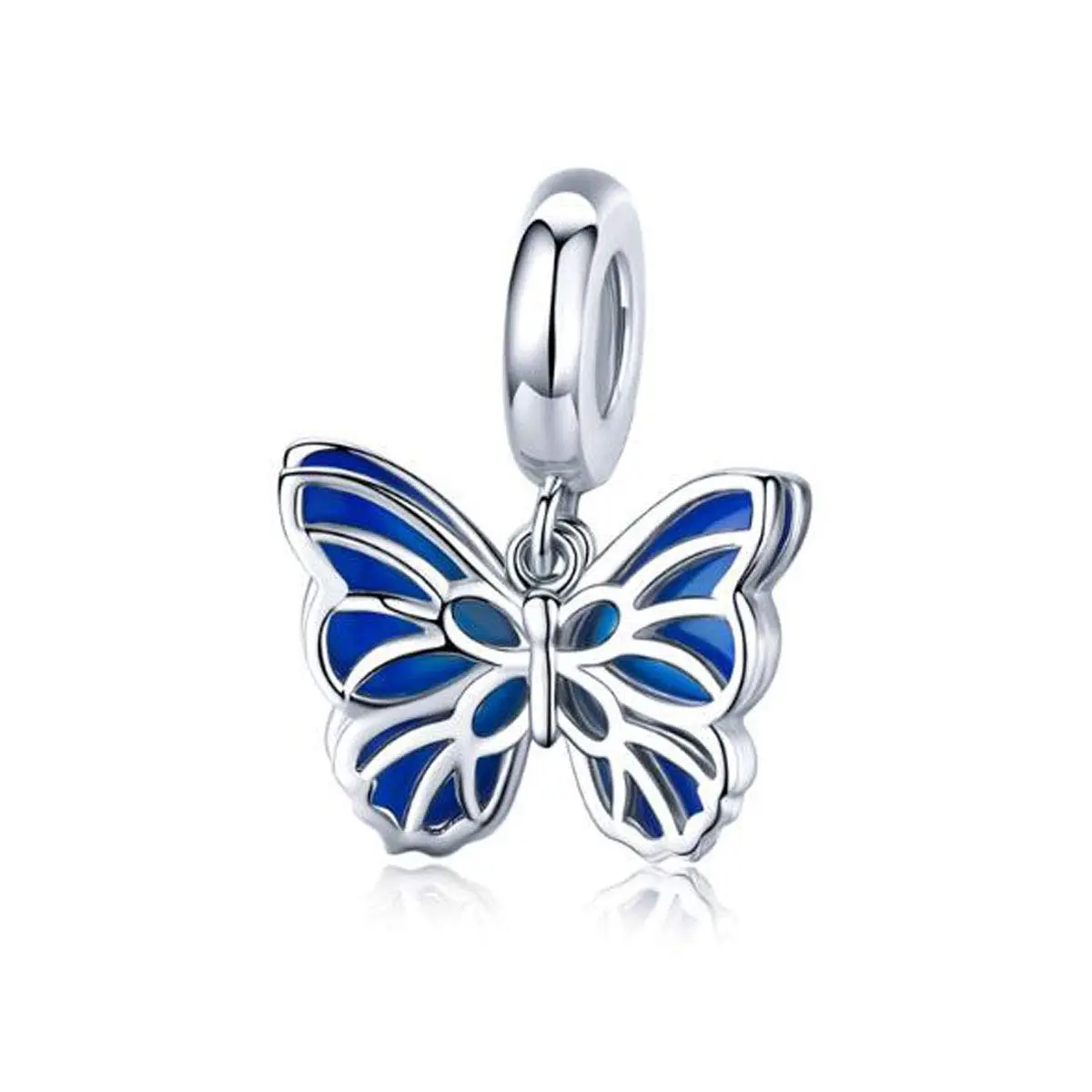 MEETCCY Blue Butterfly Charm Pendant 17mm (0.67in) | Genuine 925 Sterling Silver for Pandora Bracelets - main product image