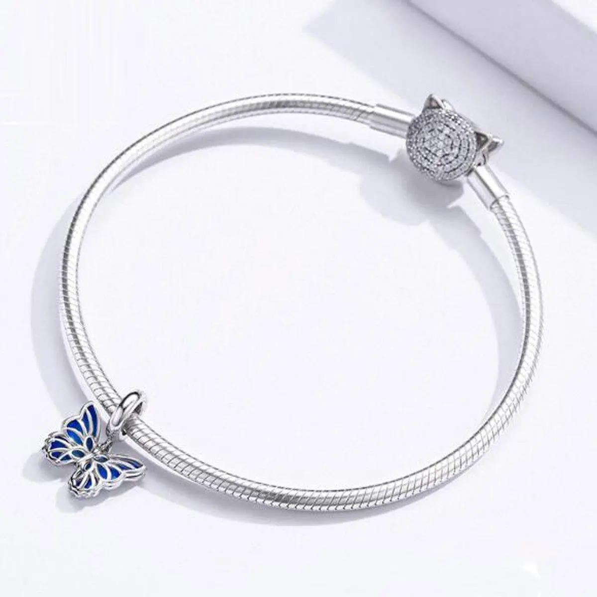 MEETCCY Blue Butterfly Charm Pendant 17mm (0.67in) | Genuine 925 Sterling Silver for Pandora Bracelets - view 2