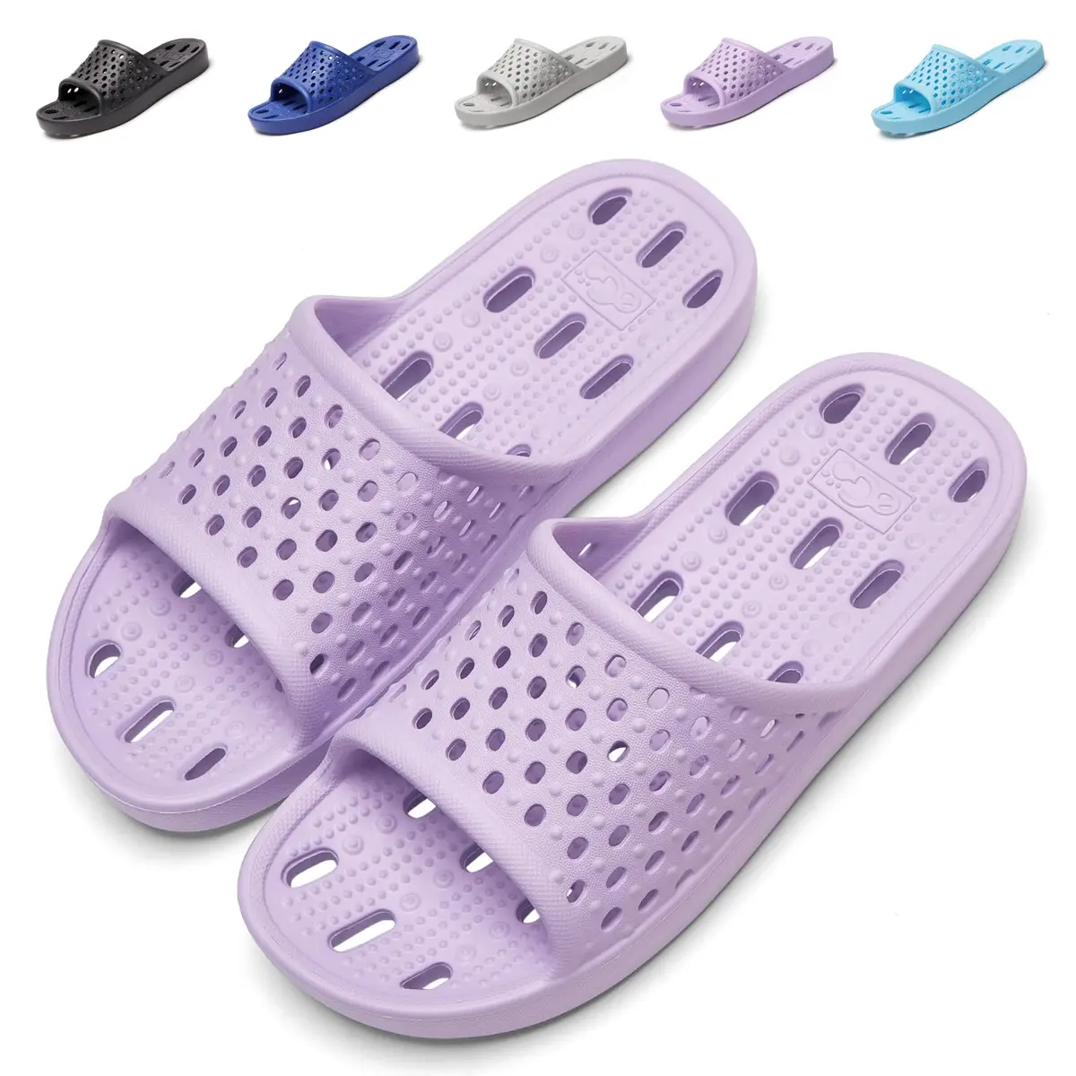 Aoowoll Shower Shoes for Women Non Slip Slides Bath Slippers, Purple EU40 | Quick-Dry & Anti-Slip Wet Floor Slides - main product image