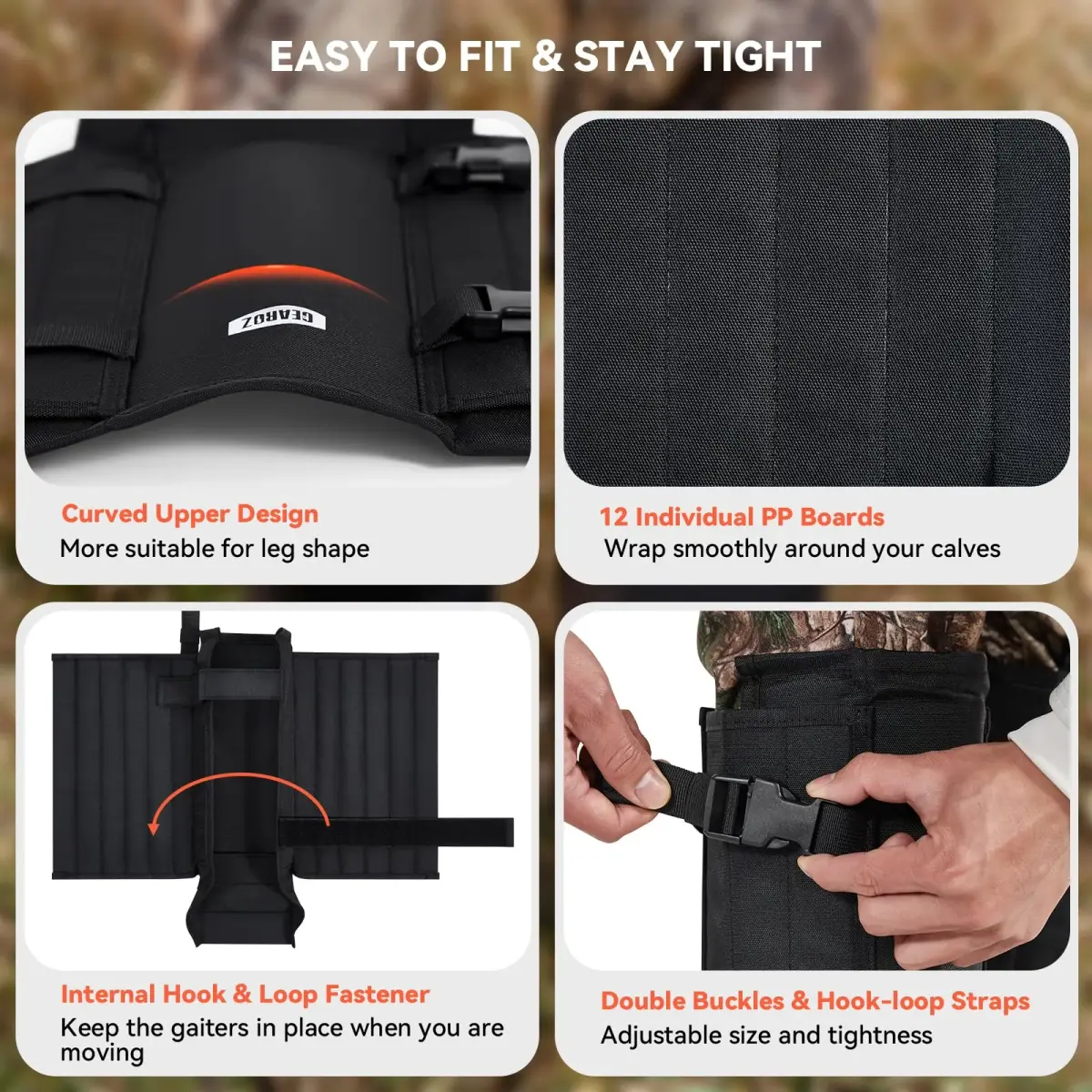 GearOZ Snake Gaiters Chaps Black | Durable Lower Legs Anti-Snake Bite Guards for Hiking & Hunting - view 5