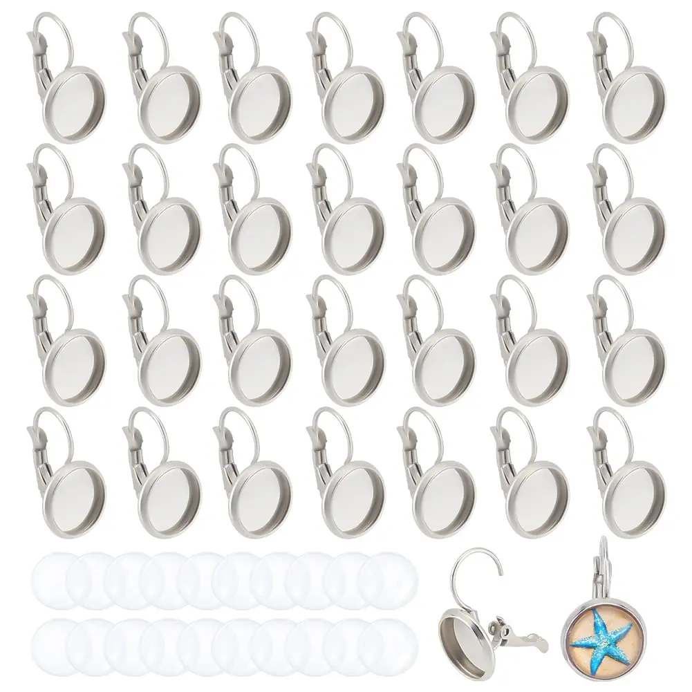UNICRAFTALE Stainless Steel Leverback Earrings & Cabochons 10mm | DIY Jewelry Making Kit - main product image