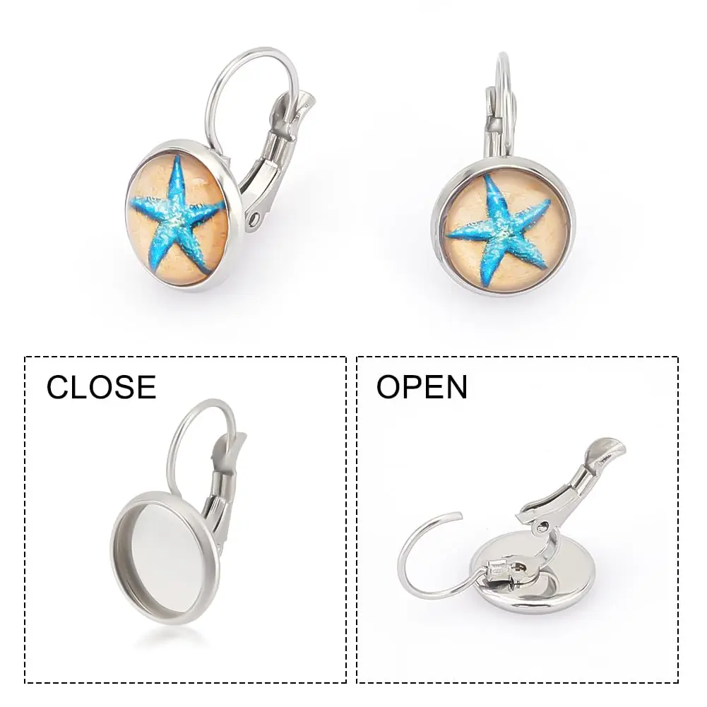 UNICRAFTALE Stainless Steel Leverback Earrings & Cabochons 10mm | DIY Jewelry Making Kit - view 5