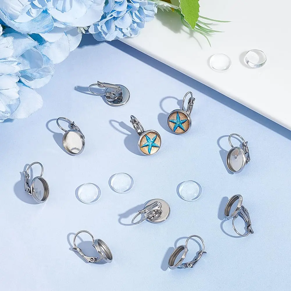 UNICRAFTALE Stainless Steel Leverback Earrings & Cabochons 10mm | DIY Jewelry Making Kit - view 4