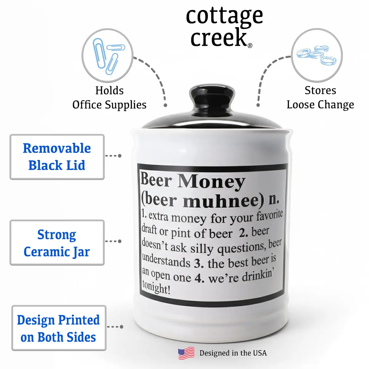 Cottage Creek Jars Beer Piggy Bank 6" Ceramic Beer Fund | Humorous Adult Money Bank & Decor - view 2