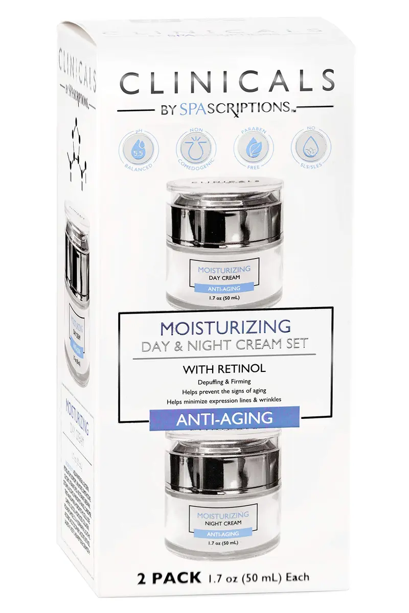 SpaScriptions Moisturizing Day & Night Cream Set with Retinol 1.7oz | Collagen & Vitamin C for All Skin Types - main product image