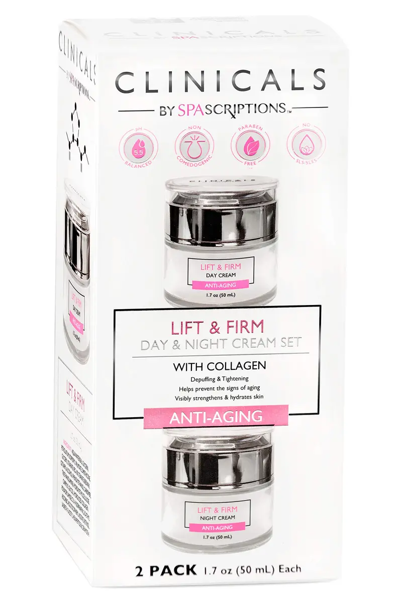 SpaScriptions Clinicals Lift & Firm Day & Night Cream Set with Collagen | Anti-Aging Moisturizer for All Skin Types - main product image