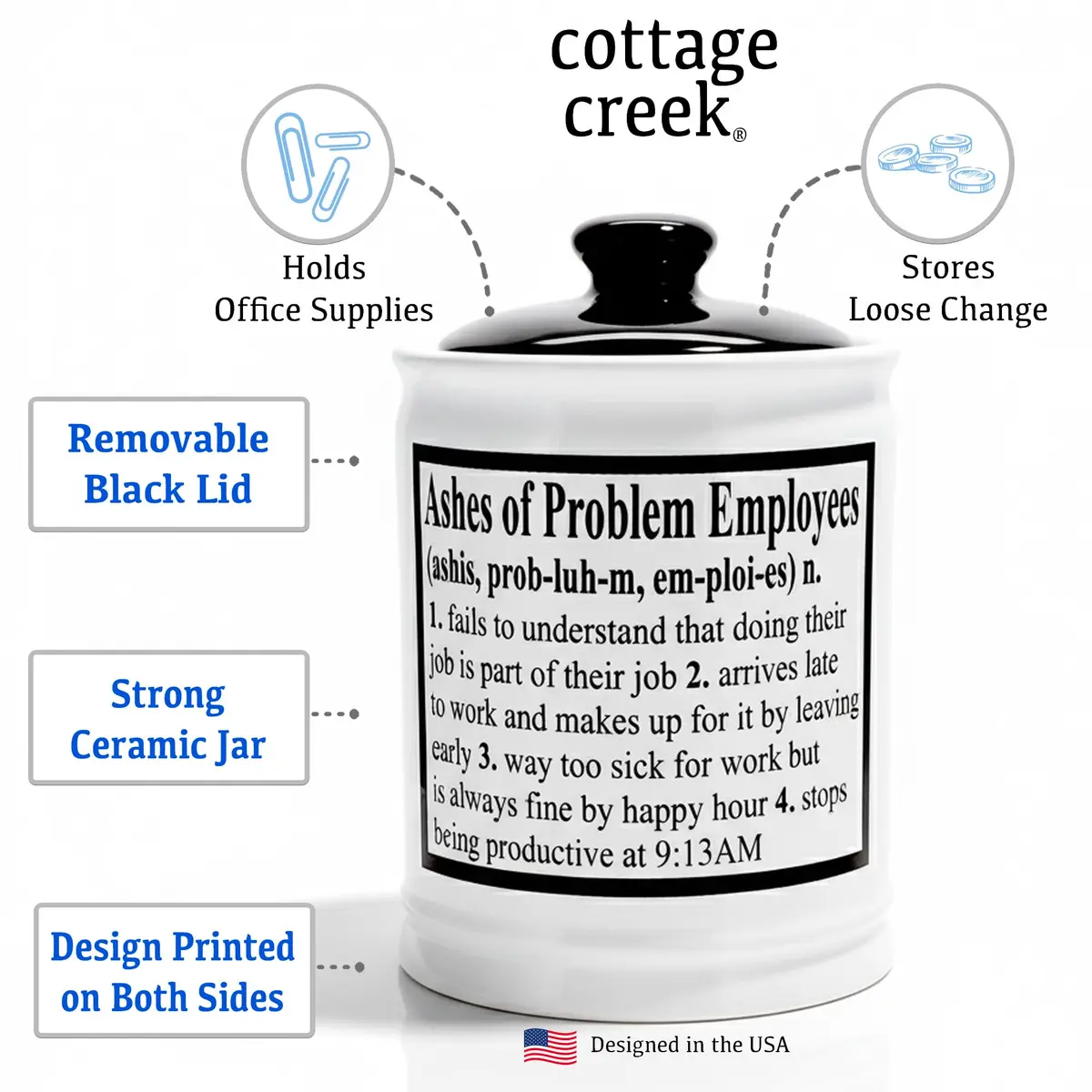 Cottage Creek Ashes of Problem Employees Ceramic Piggy Bank Jar | 15.24 cm (6 inch) Tall - view 2