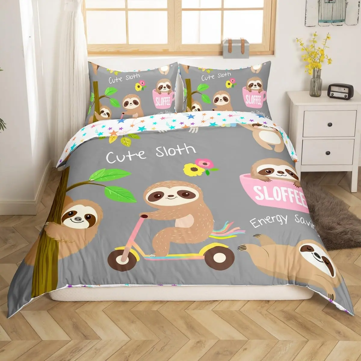 Feelyou Cartoon Animal Bedding Set Full Size | Soft Microfiber Comforter Cover for Kids & Teens - main product image