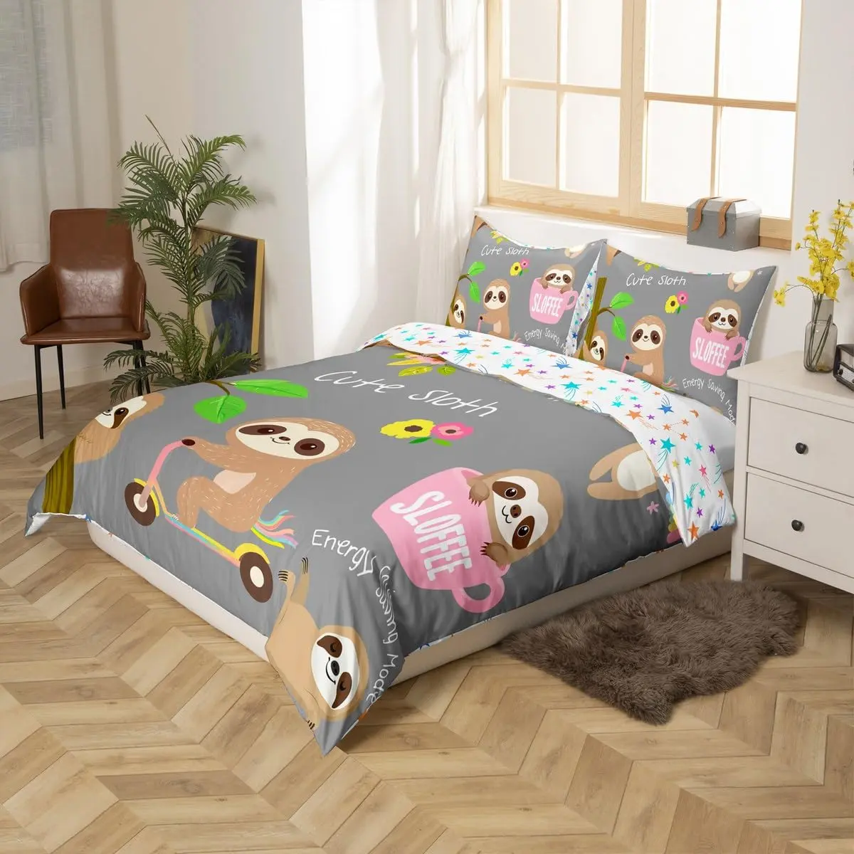 Feelyou Cartoon Animal Bedding Set Full Size | Soft Microfiber Comforter Cover for Kids & Teens - view 2