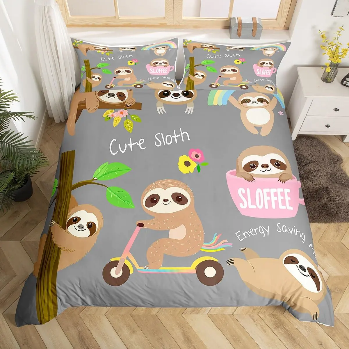 Feelyou Cartoon Animal Bedding Set Full Size | Soft Microfiber Comforter Cover for Kids & Teens - view 3