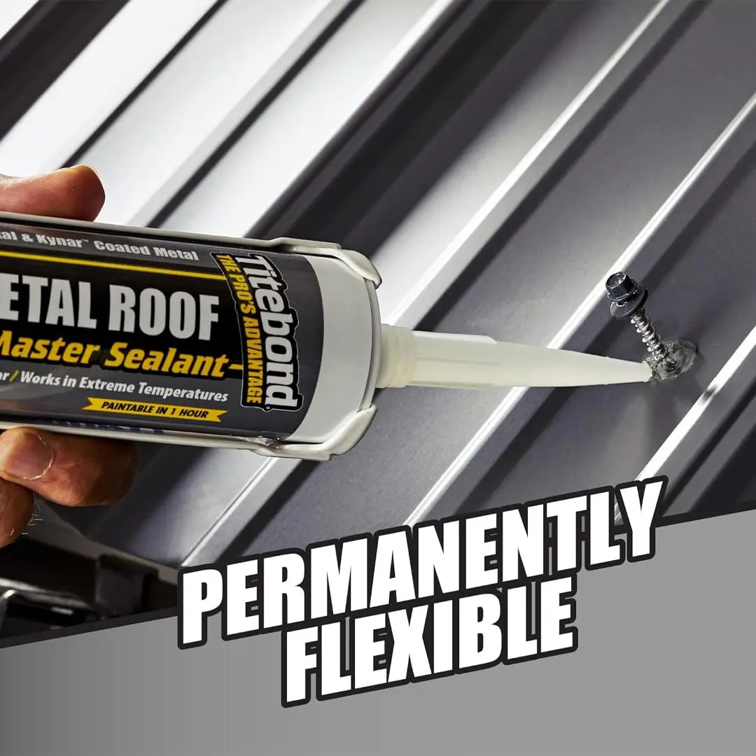 Titebond WeatherMaster Metal Roof Sealant Gray 269ml (9.5 Oz.) | Premium Polymer Caulk for Metal Roofs - view 5