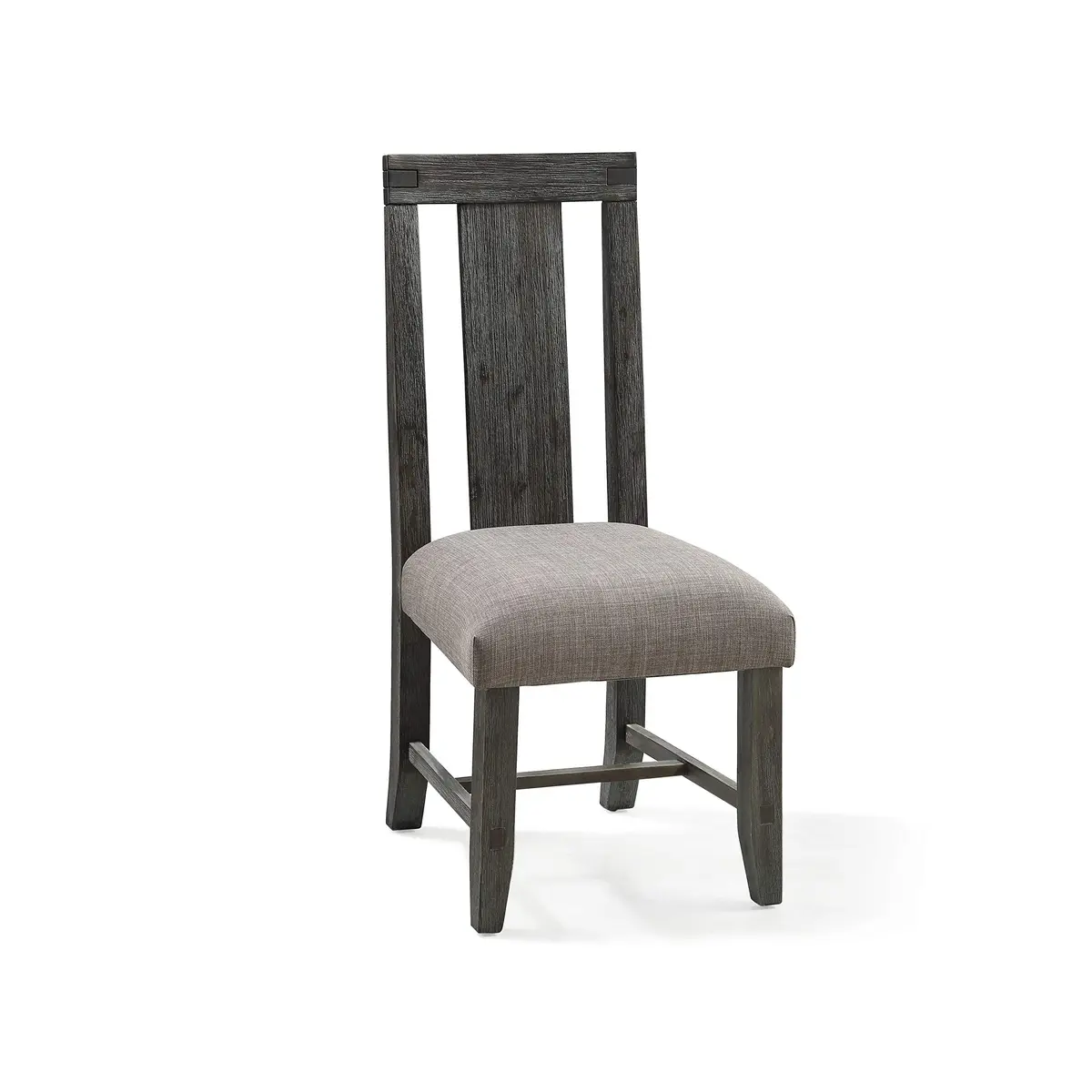 Modus Furniture Solid-Wood Padded Dining Chair, Meadow - Graphite, Set of 2 | Rustic Acacia Finish, No Assembly - main product image