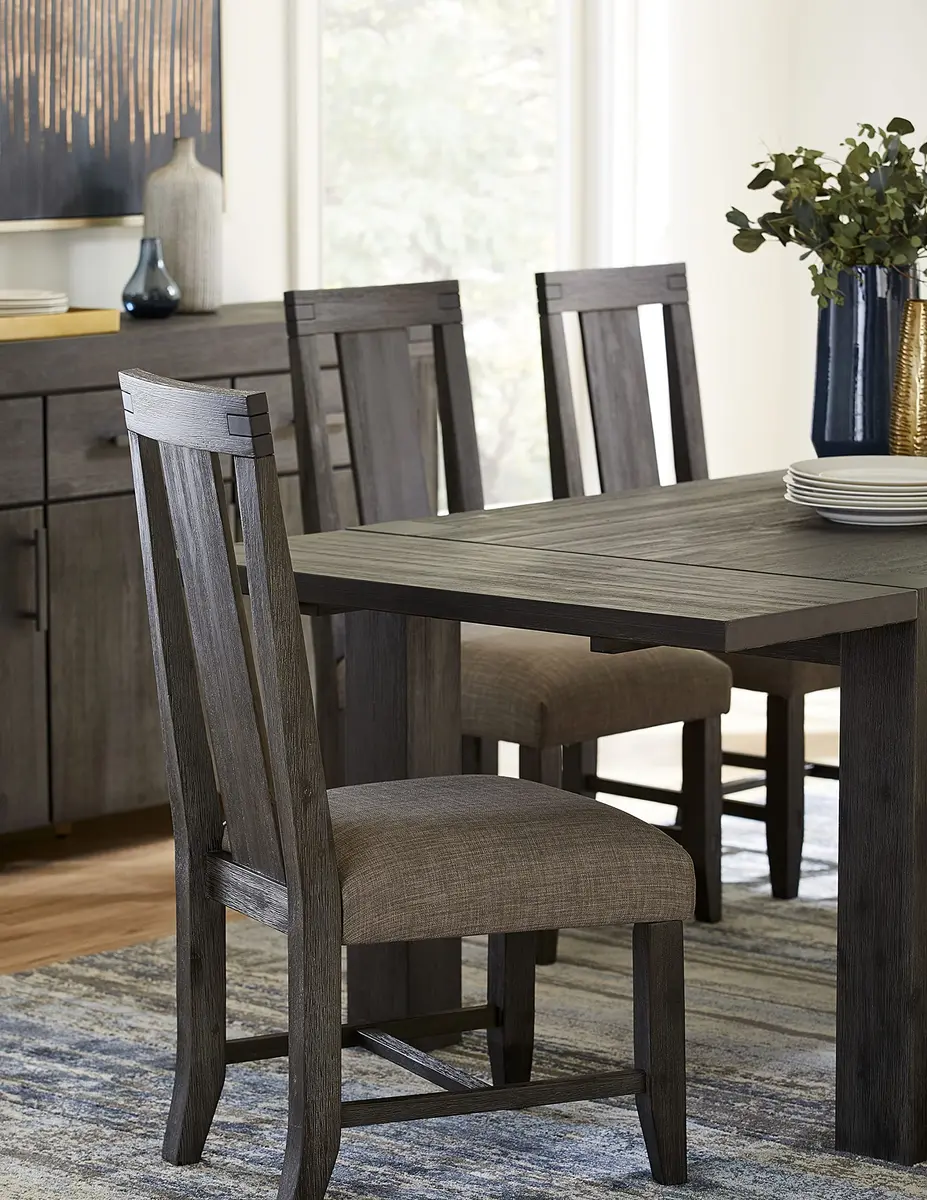 Modus Furniture Solid-Wood Padded Dining Chair, Meadow - Graphite, Set of 2 | Rustic Acacia Finish, No Assembly - view 6