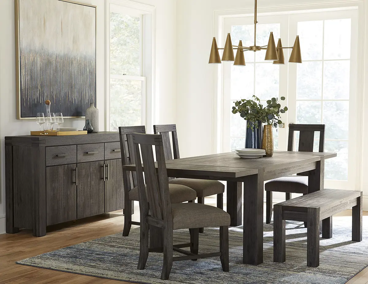 Modus Furniture Solid-Wood Padded Dining Chair, Meadow - Graphite, Set of 2 | Rustic Acacia Finish, No Assembly - view 7